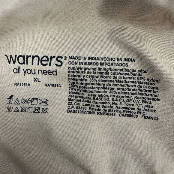Warners All You Need Lightly Lined Underwire Bra XL Adjustable Straps Nude Color - Picture 5 of 5